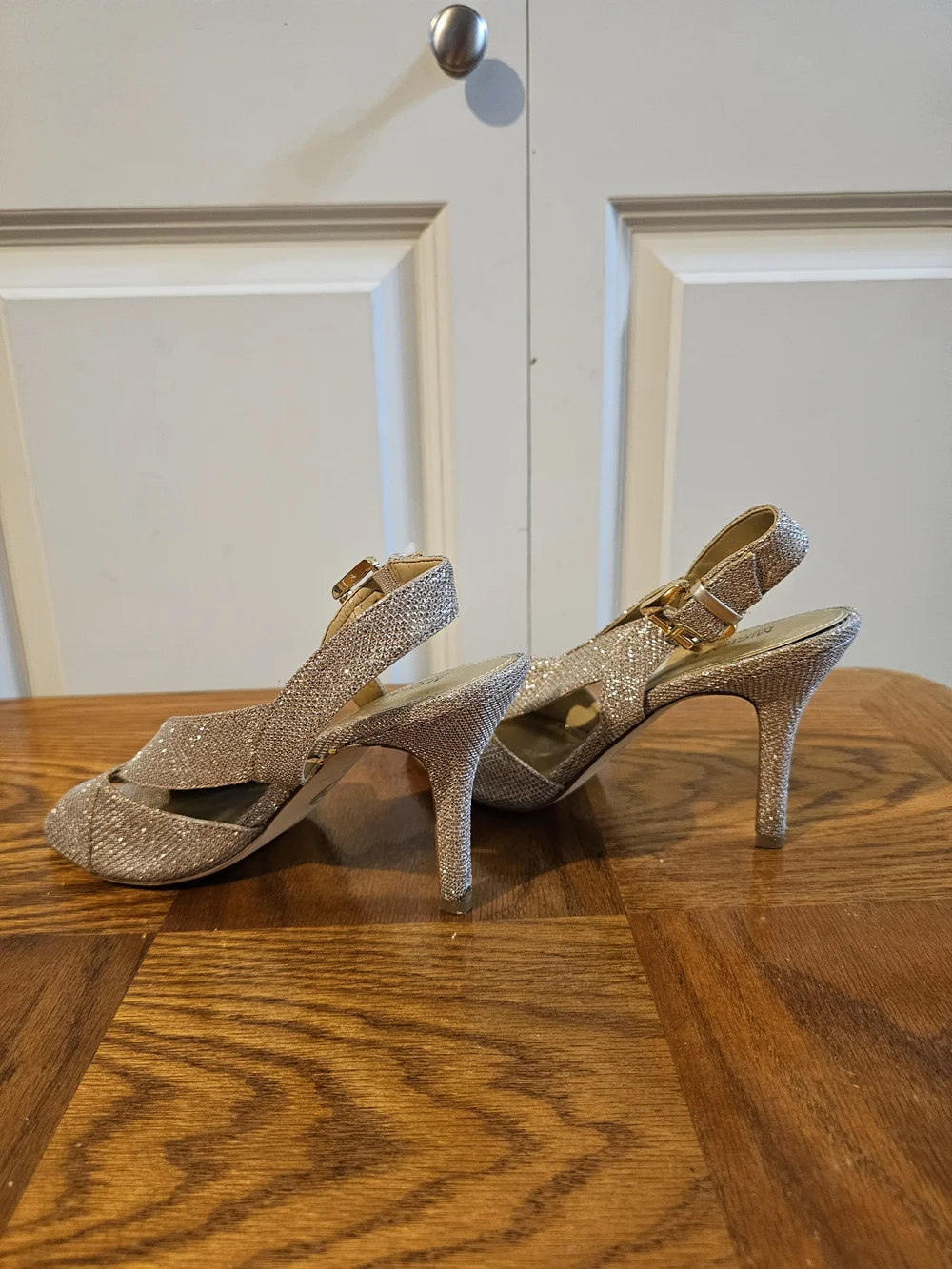 Michael Kors Gold Glitter Slingback Heels - Picture 4 of 7